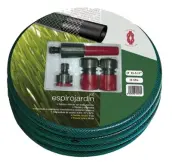 SET 15mt MANGUERA VERDE 15mm 5/8´ C/ACCESORIOS ESPIROJARDIN