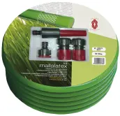 SET 15mt MANGUERA C/ACCESORIOS 15x21mm MALLALATEX ESPIROFLEX