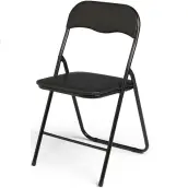 SILLA ACERO PLEGABLE ACOLCHADA NEGRA 78x46cm 11614