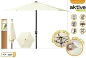 PARASOL SOMBRILLA ALUMINIO 3mt BEIGE CON MANIVELA 53872