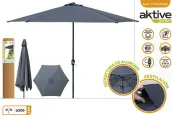 PARASOL SOMBRILLA ALUMINIO 3mt GRIS CON MANIVELA 53873