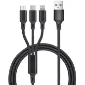 CABLE CARGADOR TRENZADO 3en1 1,2mt USB A MICRO USB, USB A Y USB C 105515016 GSC