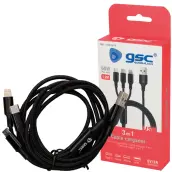 CABLE CARGADOR TRENZADO 3en1 1,2mt USB A MICRO USB, USB A Y USB C 105515016 GSC