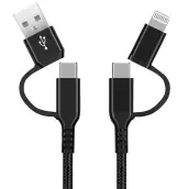 CABLE CARGADOR TRENZADO 4en1 1,5mt 2 USB C MICRO USB, USB A Y USB 105515017 GSC