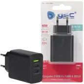 CARGADOR RAPIDO 5v/3A 40w 3 USB: 1xQC3.0 + 2xTipo C QUALCOMM 105515006 GSC