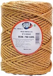 ROLLO 750gr CUERDA RAFIA 3 CABOS BEIGE Nº 4 REF 142754