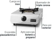 COCINA BUTANO INOX CON PIEZO 1 FUEGO FO-1700 ORBEGOZO