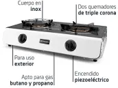 COCINA BUTANO INOX CON PIEZO 2 FUEGOS FO-2700 ORBEGOZO