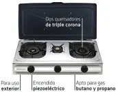 COCINA BUTANO INOX CON PIEZO 3 FUEGOS FO-3500 ORBEGOZO