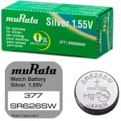 CAJA 10 PILAS BOTON 377 SR626SW de 1,55v MURATA