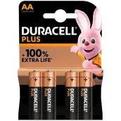 BLISTER 4 PILAS LR06 AA ALKALINA DURACELL PLUS