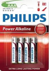 BLISTER 4 PILAS LR03 AAA 4BP POWER ALKALINE PHILIPS