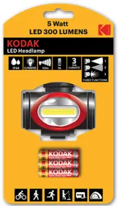 LINTERNA FRONTAL 5w 300Lm PILAS INCLUIDAS 30413870 KODAK