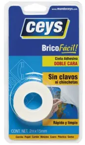 ROLLO CINTA PEGAR DOBLE CARA 2mt x 15mm 500801 CEYS