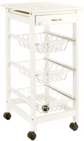 VERDULERO METAL 3 PISOS MADERA LACADA BLANCA 55060 KINVARA