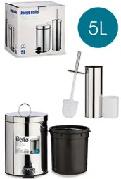 JUEGO ESCOBILLERO CUBO BASURA PEDAL INOXIDABLE 5lt 43939 AR