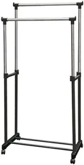 PERCHERO METALICO 2 BARRAS RUEDAS 32x80x162cm 78284 KIPIT