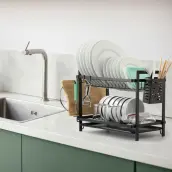 ESCURREPLATOS METAL NEGRO 48x24x34cm 1127127 TATAY