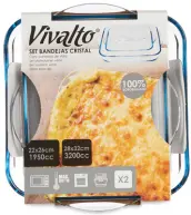JUEGO 2 BANDEJAS HORNO BOROSILICATO 22x26-28x32 12954 VIVALTO