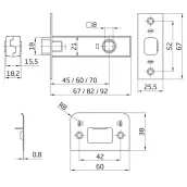 CAJA 20 PICAPORTE LATONADO 45mm MOD.12 1253 AMIG