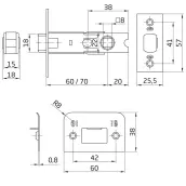 CAJA 20 PICAPORTE LATONADO 60mm MOD.7 355 AMIG