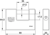 CANDADO CUADRADO PERSIANA 90mm LATON U90 IFAM