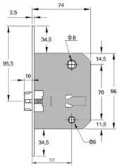 PICAPORTE UNIFICADO W170.RHL 70mm LATONADO IFAM