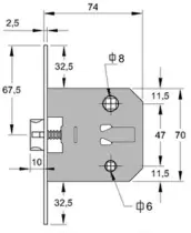 PICAPORTE UNIFICADO W147.RHL 47mm LATONADO IFAM