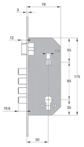 CERRADURA SEGURIDAD LATONADA W900B.50CHL IFAM