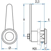 CERRADURA CONTADOR CUARTO VUELTA CUADRADO 8mm M20 192 C50 AGA