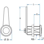 CERRADURA CONTADOR CUARTO VUELTA TRIANGULO 8mm M20 193 C50 AGA