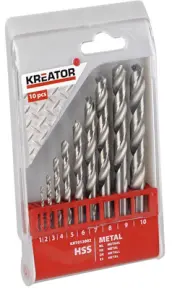 JUEGO 10 BROCAS HSS 1-10mm KRT012002 KREATOR