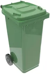 CONTENEDOR BASURA PLASTICO VERDE SIN PEDAL 120lt