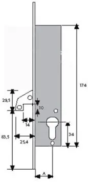 CERRADURA 2241 BASCULANTE GANCHO 2241203AI TESA