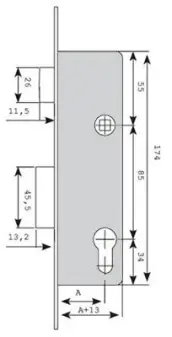 CERRADURA 2210 DESLIZANTE ANTIGUA 20mm 221028SSI TESA