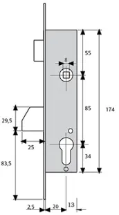 CERRADURA 2210 20/3NI BASCULANTE MODERNA 2210203NI TESA