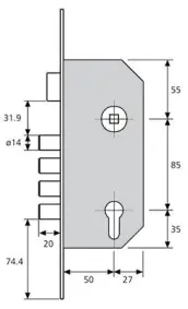 CERRADURA SEGURIDAD R100B566E 50mm T60 FRENTE ORO TESA