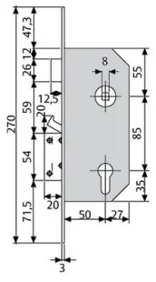 CERRADURA SEGURIDAD R200NT66T 50mm T60 TESA