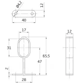 BLISTER 2 SOPORTE CENTRAL TUBO OVAL PLATA 30x15mm N8 2159 AMIG