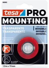 ROLLO CINTA PEGAR DOBLE CARA TRANSPARENTE 1,5m x19mm 66965 TESA