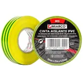 PAQ. 10 ROLLOS CINTA AISLANTE TOMA TIERRA 19mm x20mt MIARCO