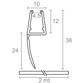 PERFIL MAMPARA CRUCE HOJA 2mt x 6-8mm 23mm 18532