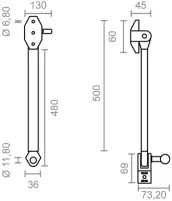 JUEGO 2 BRAZO TOLDO 500mm BLANCO 10455  MICEL