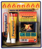 PACK 2,5mt CORDON 6mm Y PEGAMENTO REFRACTARIO FUEGOGLASS
