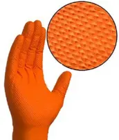 CAJA 50 GUANTES NITRILO NARANJA SIN POLVO 8.5grs DIAMANTADO T.M GD26OC