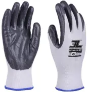 PAQ. 12 GUANTES NYLON NITRILO GRIS T.6