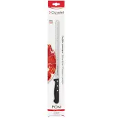 CUCHILLO JAMONERO ALVEOLOS 29cm PROFESIONAL PUNTA ROMA POM 00967 3 CLAVELES