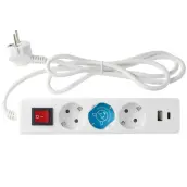BASE MULTIPLE 3 TOMAS INTERRUPTOR 2xUSB (A+C) 1,4mt 100000004 GSC