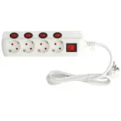 BASE MULTIPLE 4 TOMAS 4 INTERRUPTORES CABLE 1,5mt 100010003 GSC