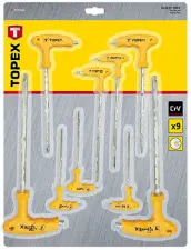 JUEGO 9 LLAVES TORX CON MANGO EN T T10-T50 35D968 TOPEX
